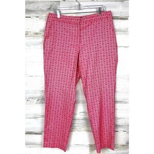 Talbots Women’s 12 Pink White Floral Geometric Jacquard Heritage Ankle Pants